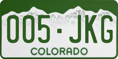 CO license plate 005JKG