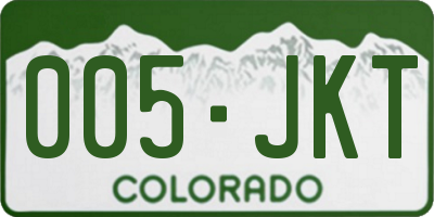 CO license plate 005JKT