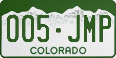 CO license plate 005JMP