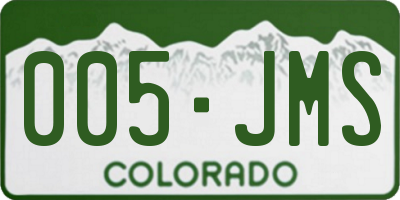 CO license plate 005JMS