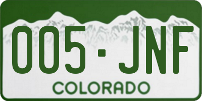 CO license plate 005JNF