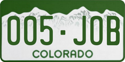 CO license plate 005JOB