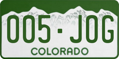 CO license plate 005JOG