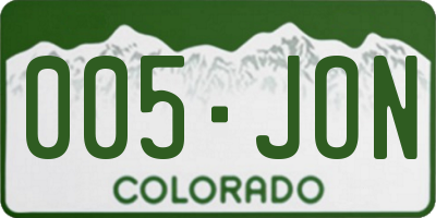 CO license plate 005JON