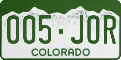 CO license plate 005JOR