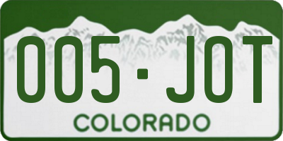 CO license plate 005JOT
