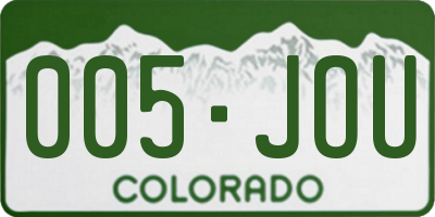 CO license plate 005JOU