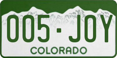 CO license plate 005JOY