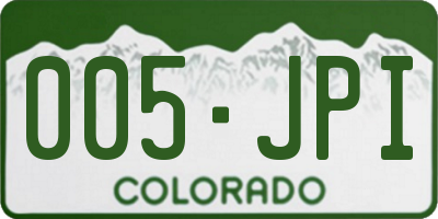 CO license plate 005JPI