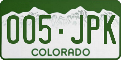 CO license plate 005JPK