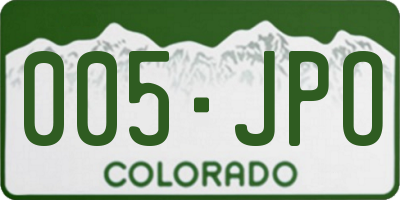 CO license plate 005JPO