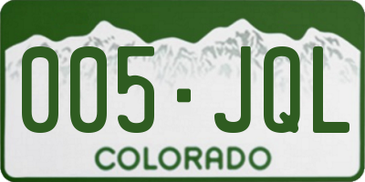 CO license plate 005JQL