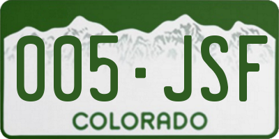 CO license plate 005JSF