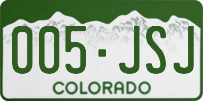 CO license plate 005JSJ
