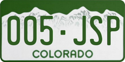 CO license plate 005JSP