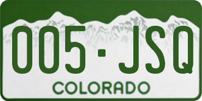 CO license plate 005JSQ