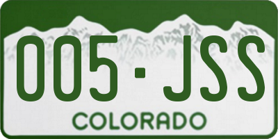 CO license plate 005JSS