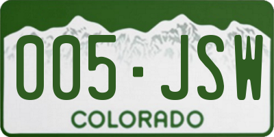 CO license plate 005JSW