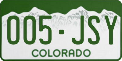 CO license plate 005JSY