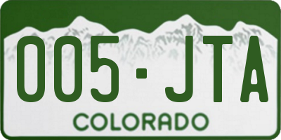 CO license plate 005JTA