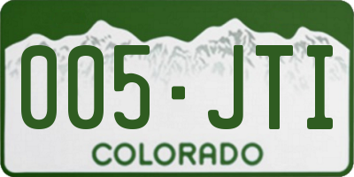 CO license plate 005JTI