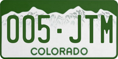 CO license plate 005JTM