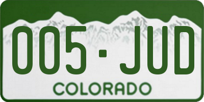 CO license plate 005JUD