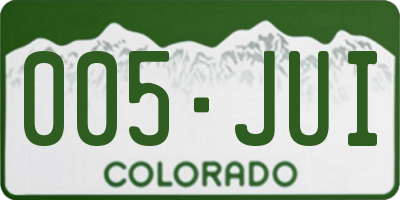 CO license plate 005JUI