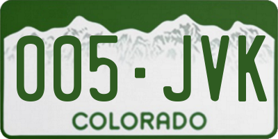CO license plate 005JVK