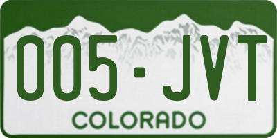 CO license plate 005JVT