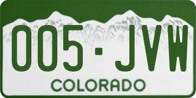 CO license plate 005JVW