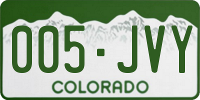 CO license plate 005JVY