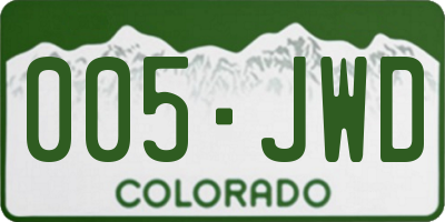 CO license plate 005JWD