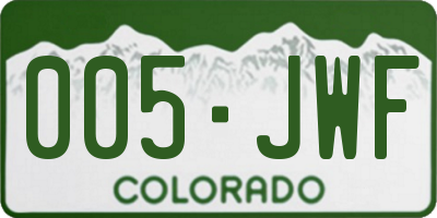 CO license plate 005JWF