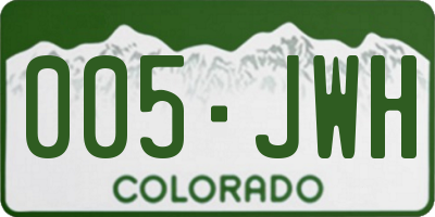 CO license plate 005JWH