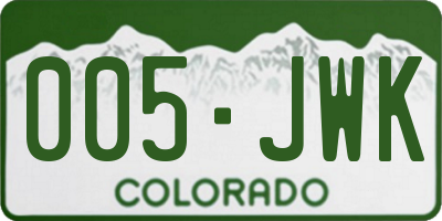 CO license plate 005JWK
