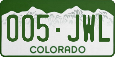 CO license plate 005JWL