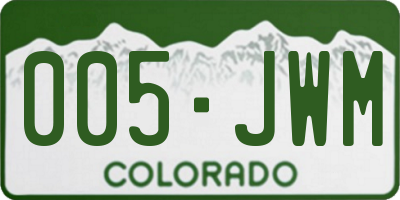 CO license plate 005JWM