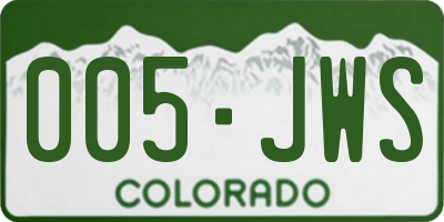 CO license plate 005JWS