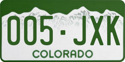 CO license plate 005JXK