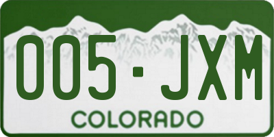 CO license plate 005JXM