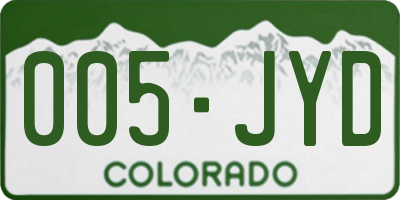 CO license plate 005JYD