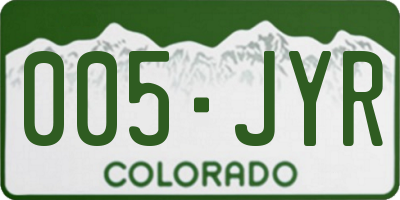 CO license plate 005JYR