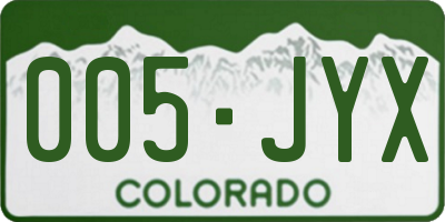 CO license plate 005JYX