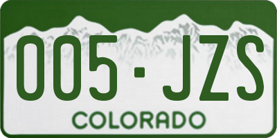 CO license plate 005JZS