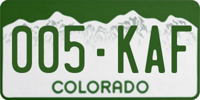 CO license plate 005KAF