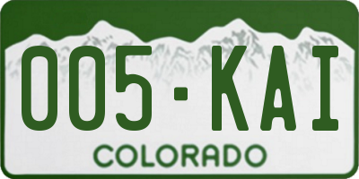 CO license plate 005KAI