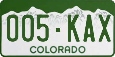 CO license plate 005KAX