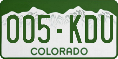 CO license plate 005KDU