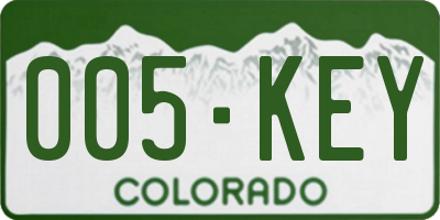 CO license plate 005KEY